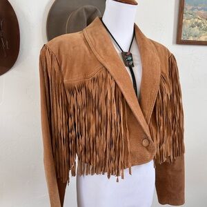 Fringed Tan Suede Women's Jacket